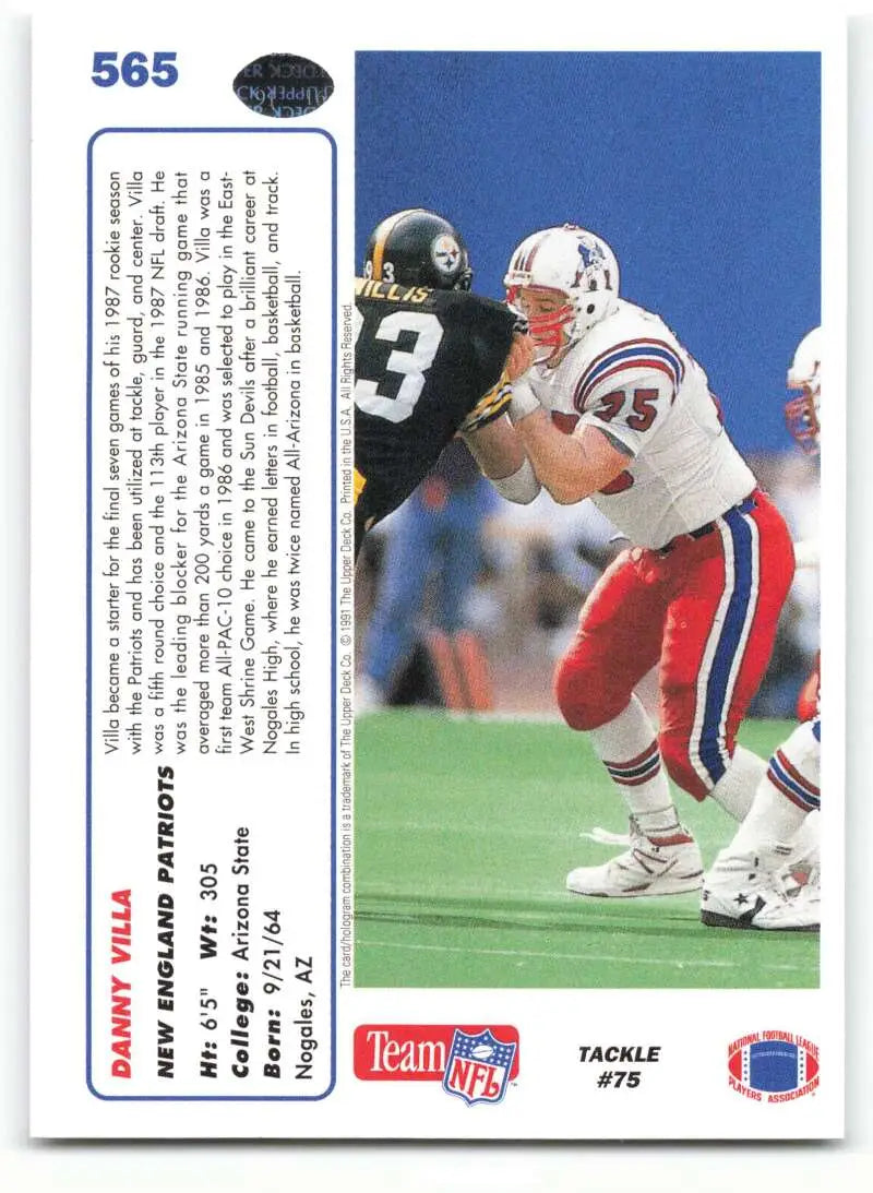 1991 Upper Deck #565 Danny Villa NM-MT New England Patriots Football Card - Football Card Single
