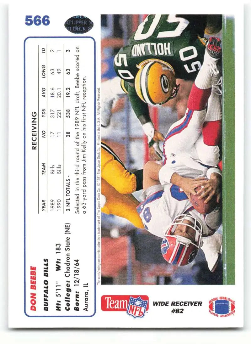 1991 Upper Deck #566 Don Beebe NM-MT Buffalo Bills Football Card - Football Card Single