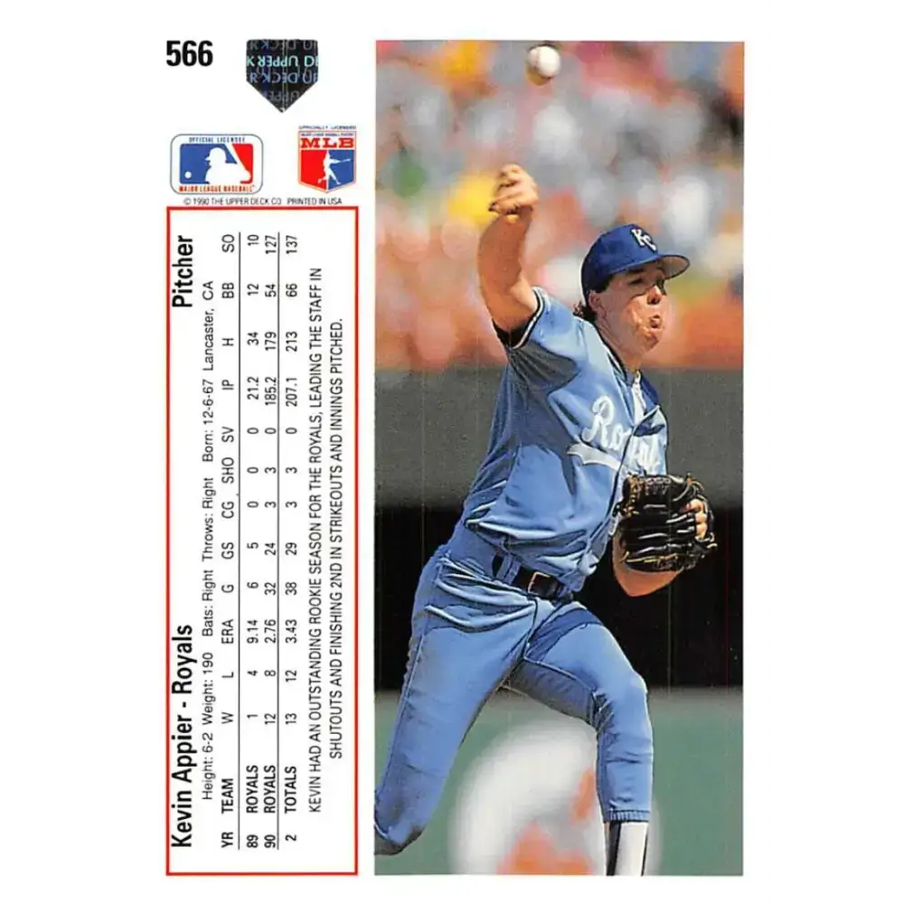 1991 Upper Deck #566 Kevin Appier EX Excellent Kansas City Royals Baseball Card - Baseball Card Single