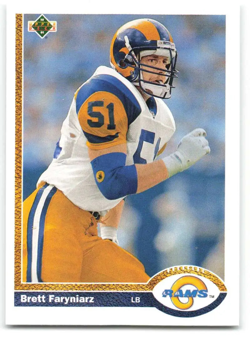 1991 Upper Deck #568 Brett Faryniarz NM-MT RC Rookie Los Angeles Rams Football Card - Football Card Single