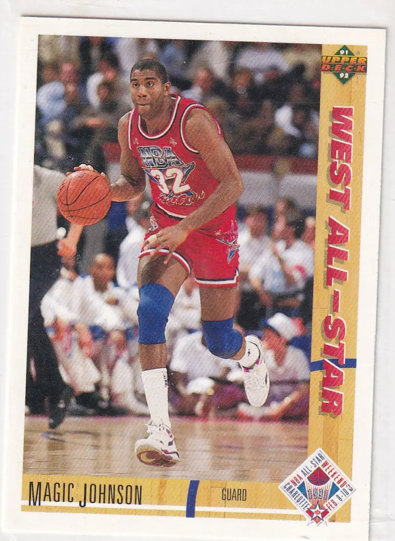 1991 UPPER DECK #57 MAGIC JOHNSON WEST ALL STAR- LOS ANGELES LAKERS - Basketball Card Single