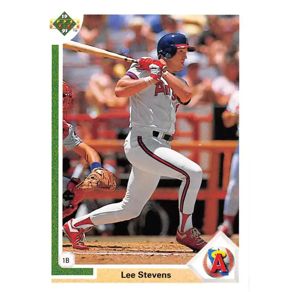 1991 Upper Deck #573 Lee Stevens EX Excellent California Angels Baseball Card - Baseball Card Single