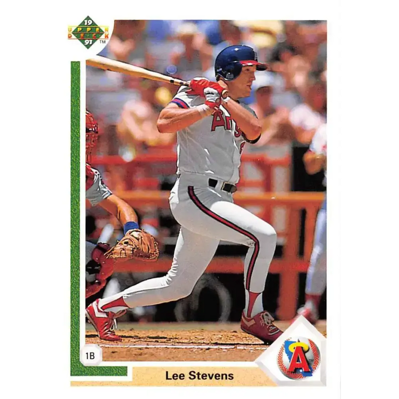 1991 Upper Deck #573 Lee Stevens EX Excellent California Angels Baseball Card - Baseball Card Single