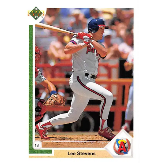 1991 Upper Deck #573 Lee Stevens NM-MT California Angels Baseball Card - Baseball Card Single