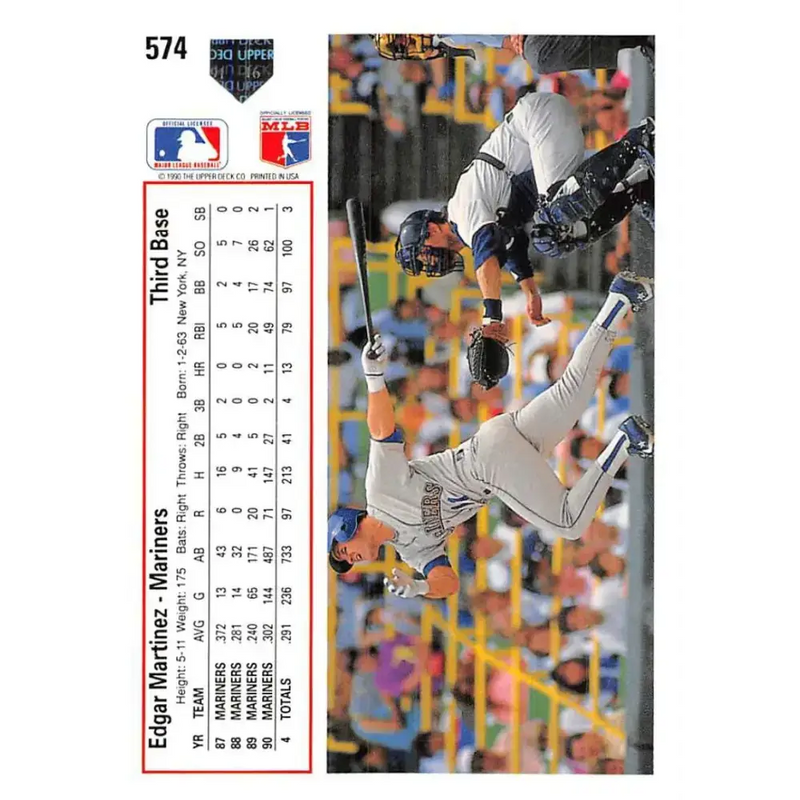 1991 Upper Deck #574 Edgar Martinez EX Excellent Seattle Mariners Baseball Card - Baseball Card Single