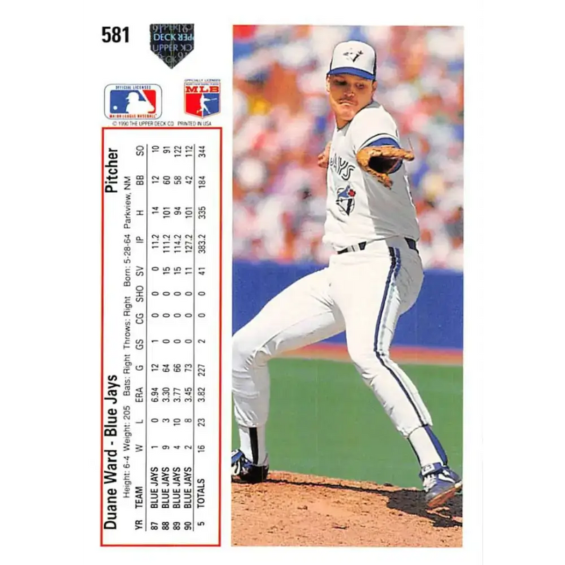 1991 Upper Deck #581 Duane Ward EX Excellent Toronto Blue Jays Baseball Card - Baseball Card Single