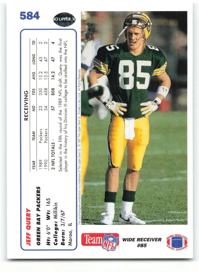 1991 Upper Deck #584 Jeff Query NM-MT Green Bay Packers Football Card - Football Card Single