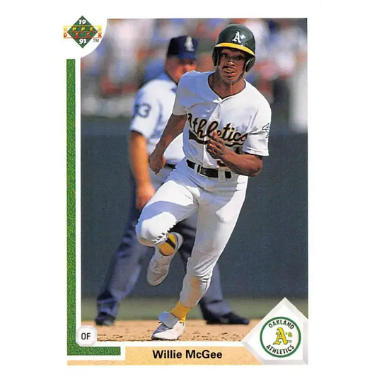 1991 Upper Deck #584 Willie McGee NM-MT Oakland Athletics Baseball Card - Baseball Card Single