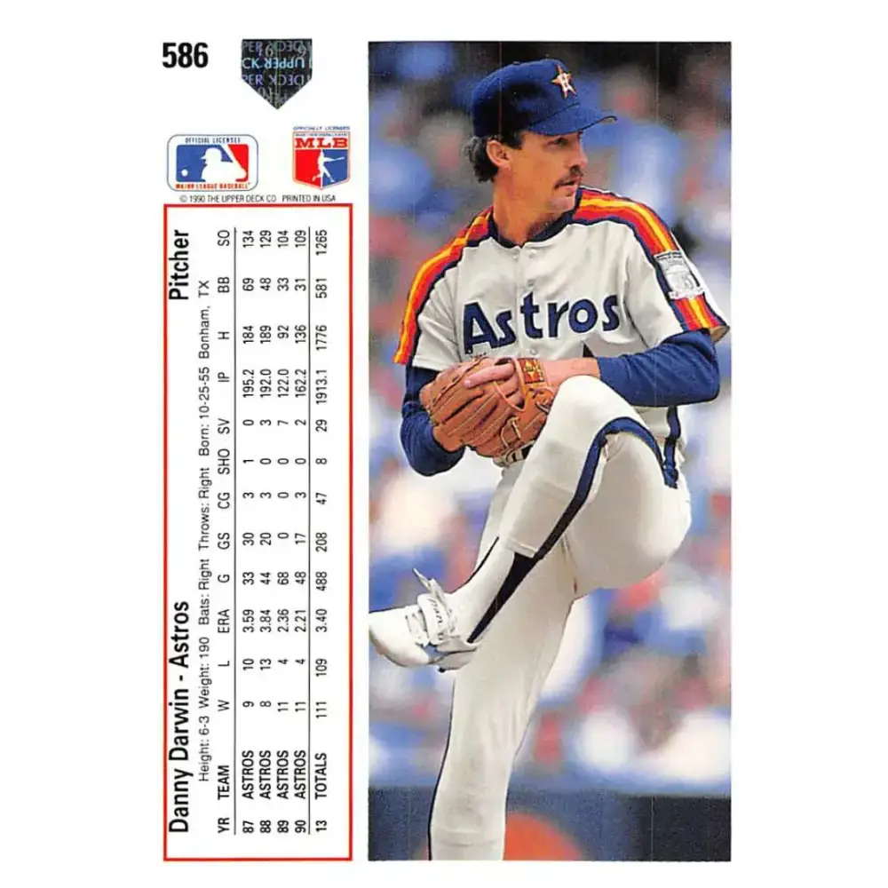 1991 Upper Deck #586 Danny Darwin EX Excellent Houston Astros Baseball Card - Baseball Card Single