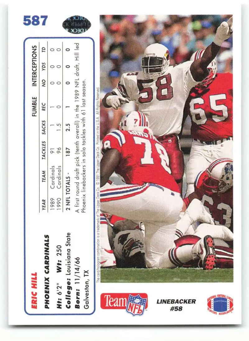 1991 Upper Deck #587 Eric Hill NM-MT Phoenix Cardinals Football Card - Football Card Single