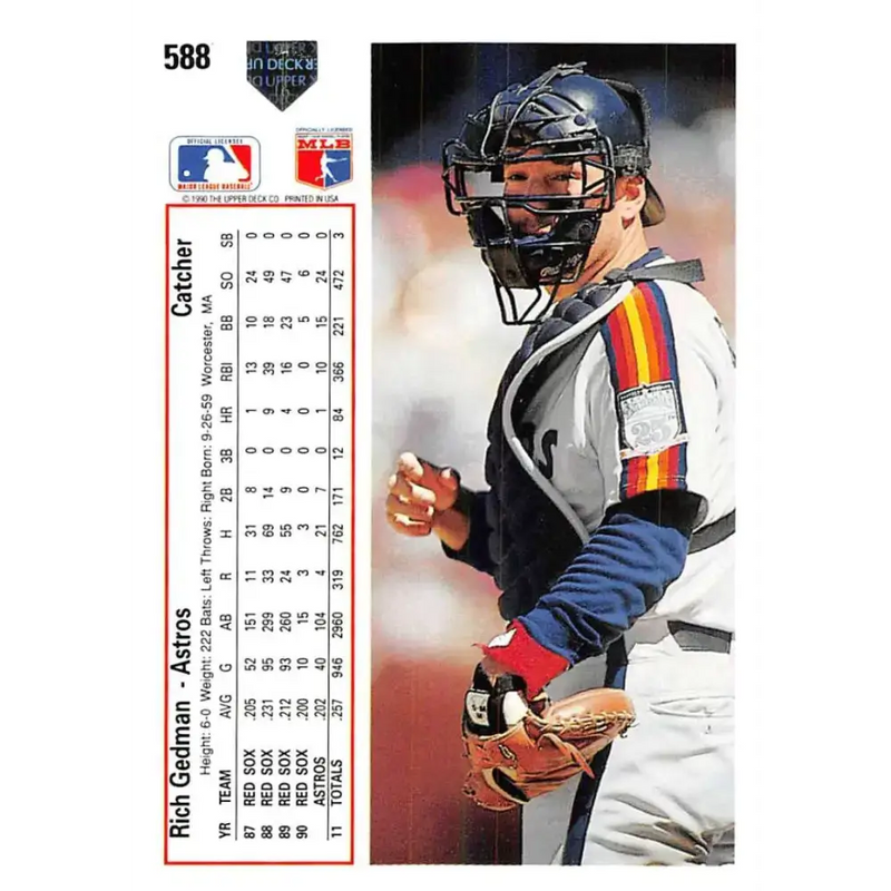 1991 Upper Deck #588 Rich Gedman EX Excellent Houston Astros Baseball Card - Baseball Card Single