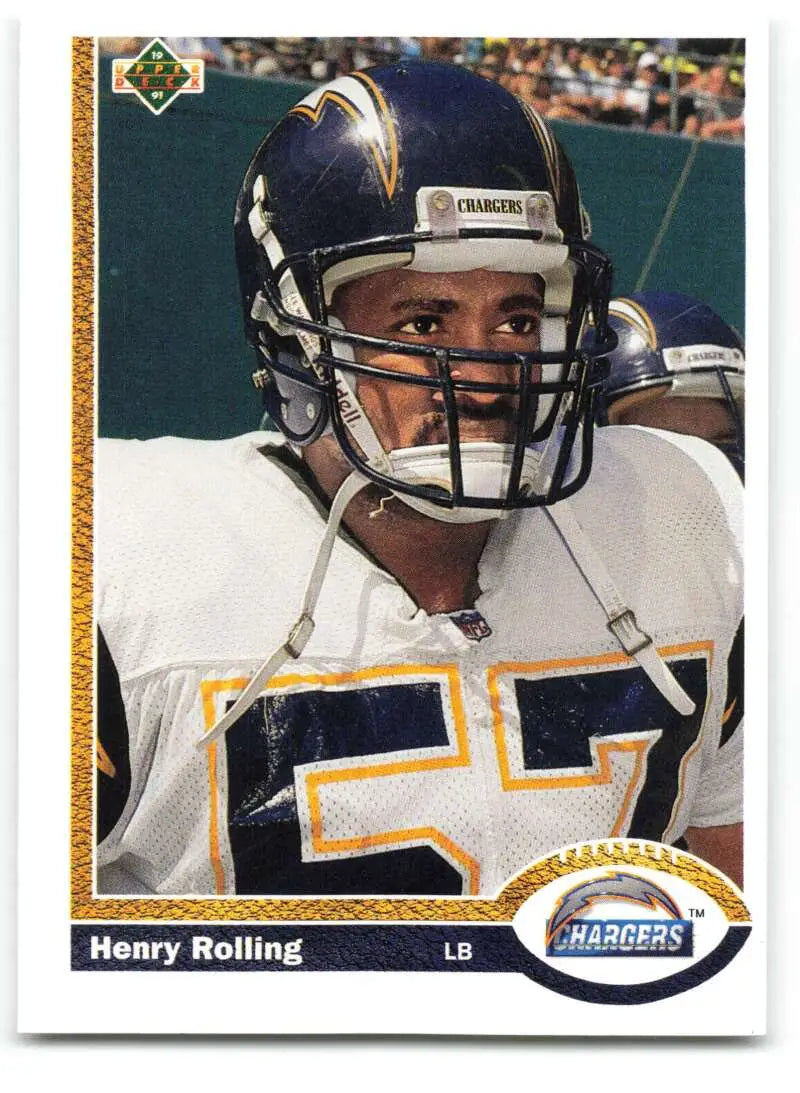 1991 Upper Deck #593 Henry Rolling NM-MT RC Rookie San Diego Chargers Football Card - Football Card Single