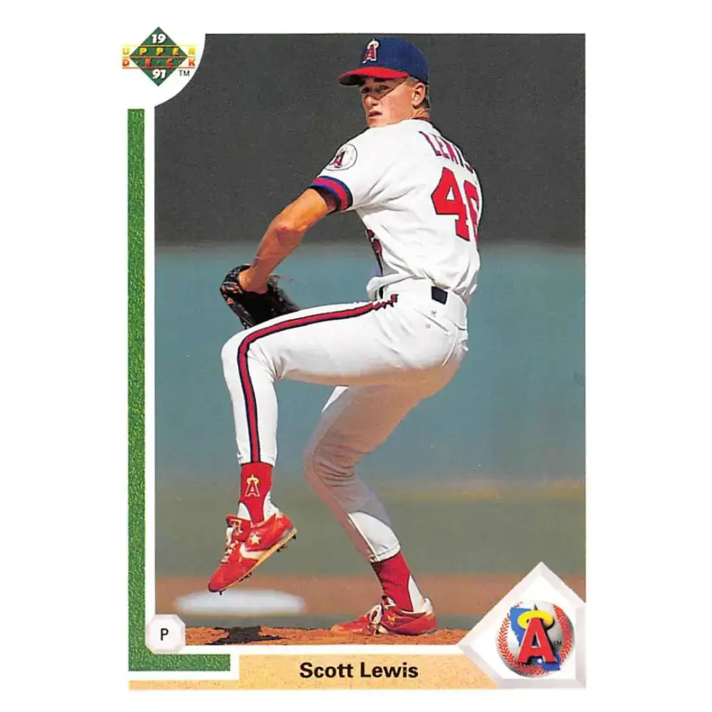 1991 Upper Deck #594 Scott Lewis EX Excellent RC Rookie California Angels Baseball Card - Baseball Card Single