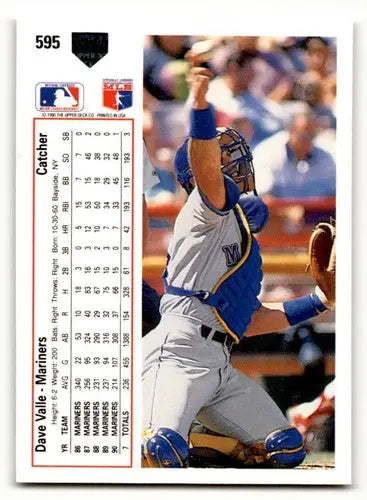 1991 Upper Deck Dave Valle Seattle Mariners baseball card front view
