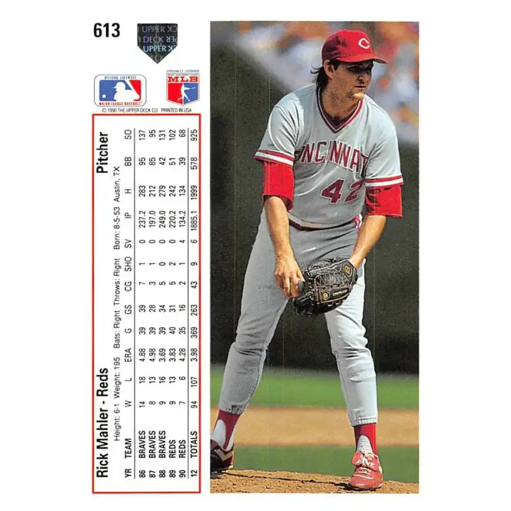 1991 Upper Deck #613 Rick Mahler NM-MT Cincinnati Reds Baseball Card - Baseball Card Single