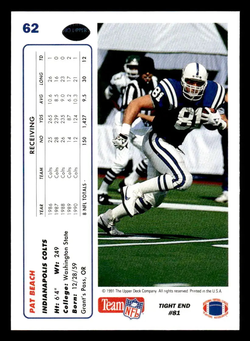 1991 Upper Deck #62 Pat Beach - Football Card Single