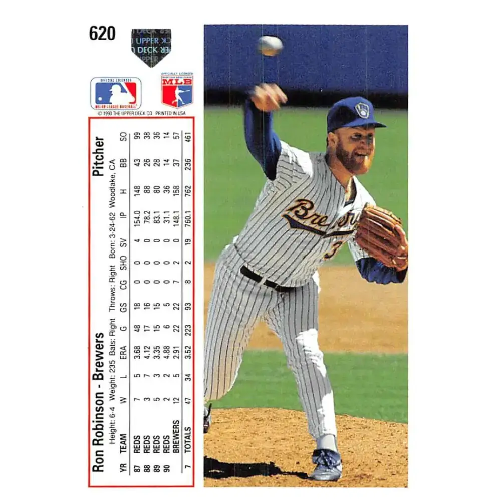 1991 Upper Deck #620 Ron Robinson NM-MT Milwaukee Brewers Baseball Card - Baseball Card Single