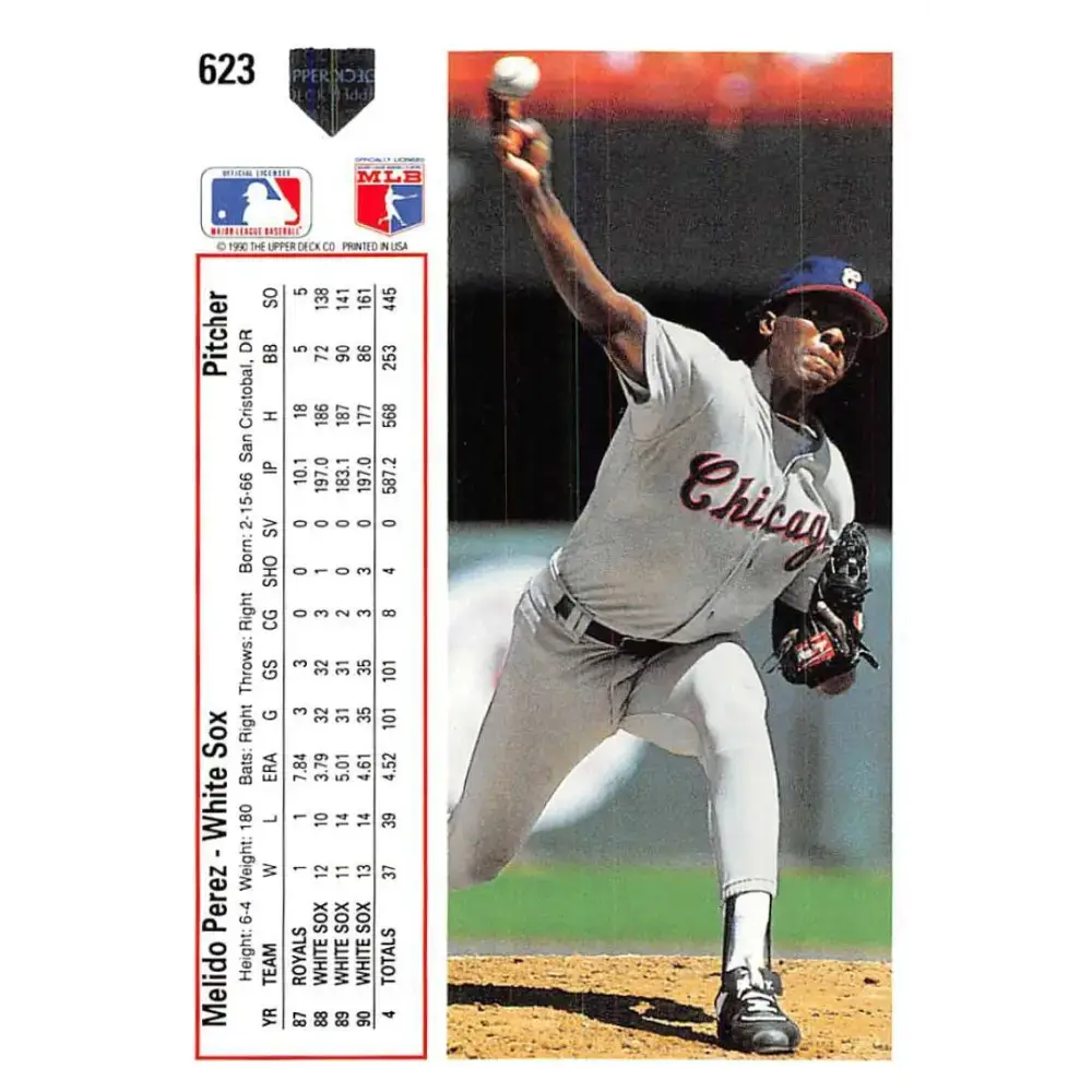 1991 Upper Deck #623 Melido Perez NM-MT Chicago White Sox Baseball Card - Baseball Card Single