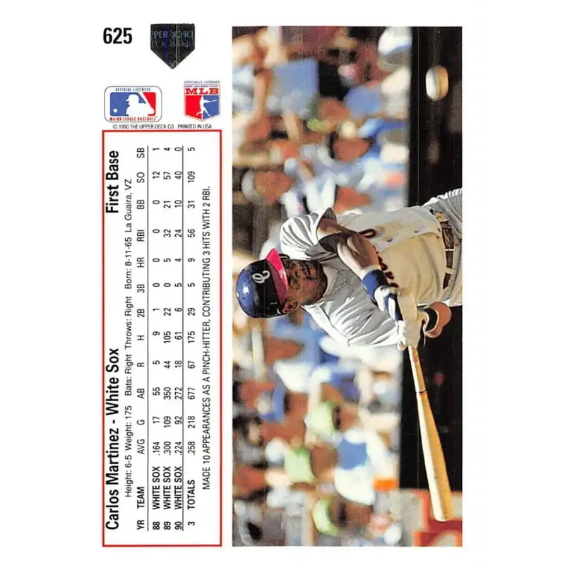 1991 Upper Deck #625 Carlos Martinez NM-MT Chicago White Sox Baseball Card - Baseball Card Single