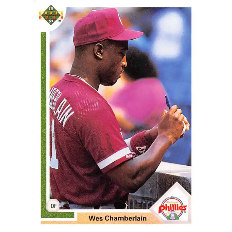 1991 Upper Deck #626 Wes Chamberlain EX Excellent RC Rookie Philadelphia Phillies Baseball Card - Baseball Card Single