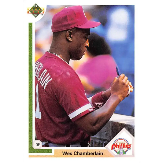 1991 Upper Deck #626 Wes Chamberlain NM-MT RC Rookie Philadelphia Phillies Baseball Card - Baseball Card Single