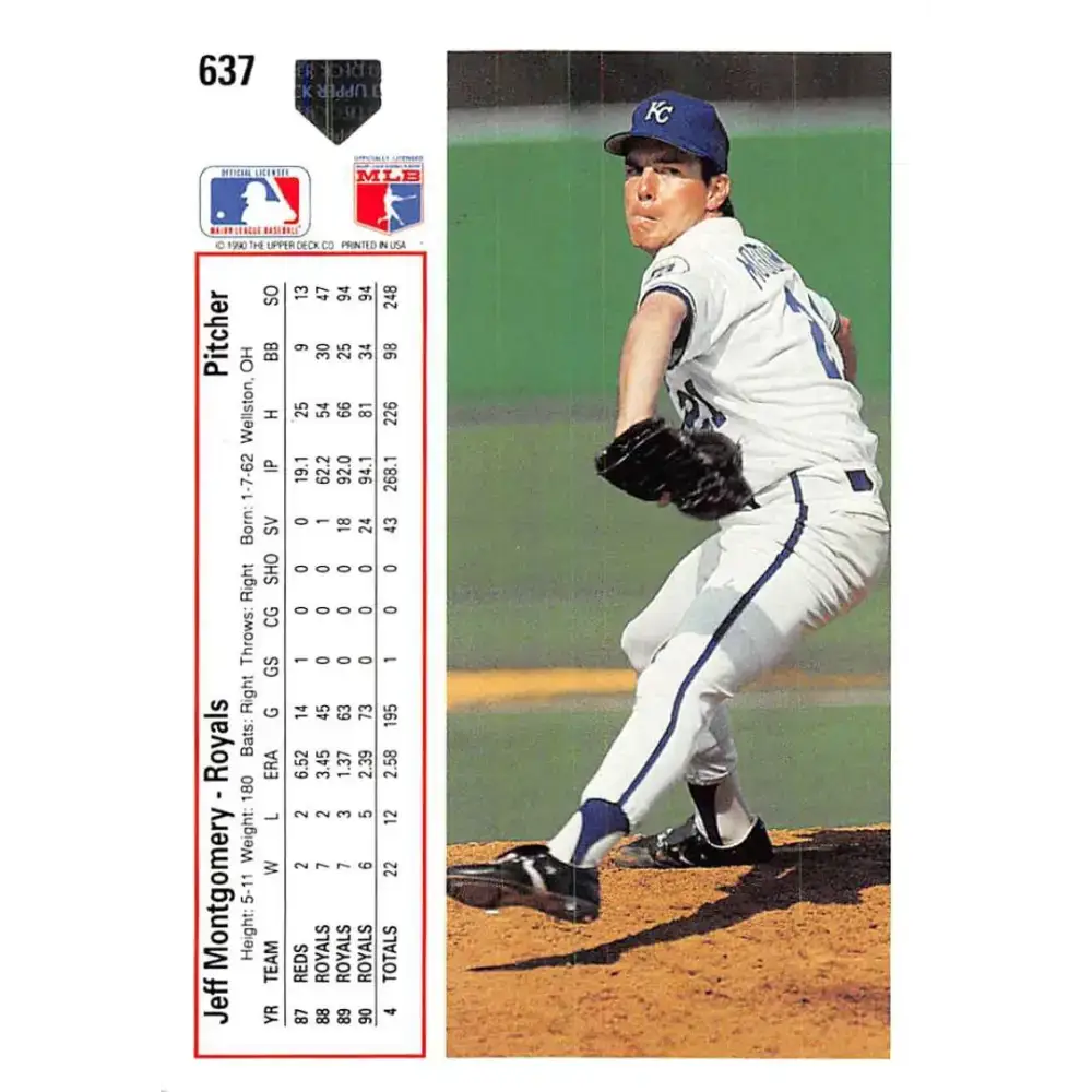 1991 Upper Deck #637 Jeff Montgomery EX Excellent Kansas City Royals Baseball Card - Baseball Card Single
