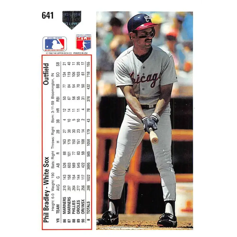 1991 Upper Deck #641 Phil Bradley EX Excellent Chicago White Sox Baseball Card - Baseball Card Single