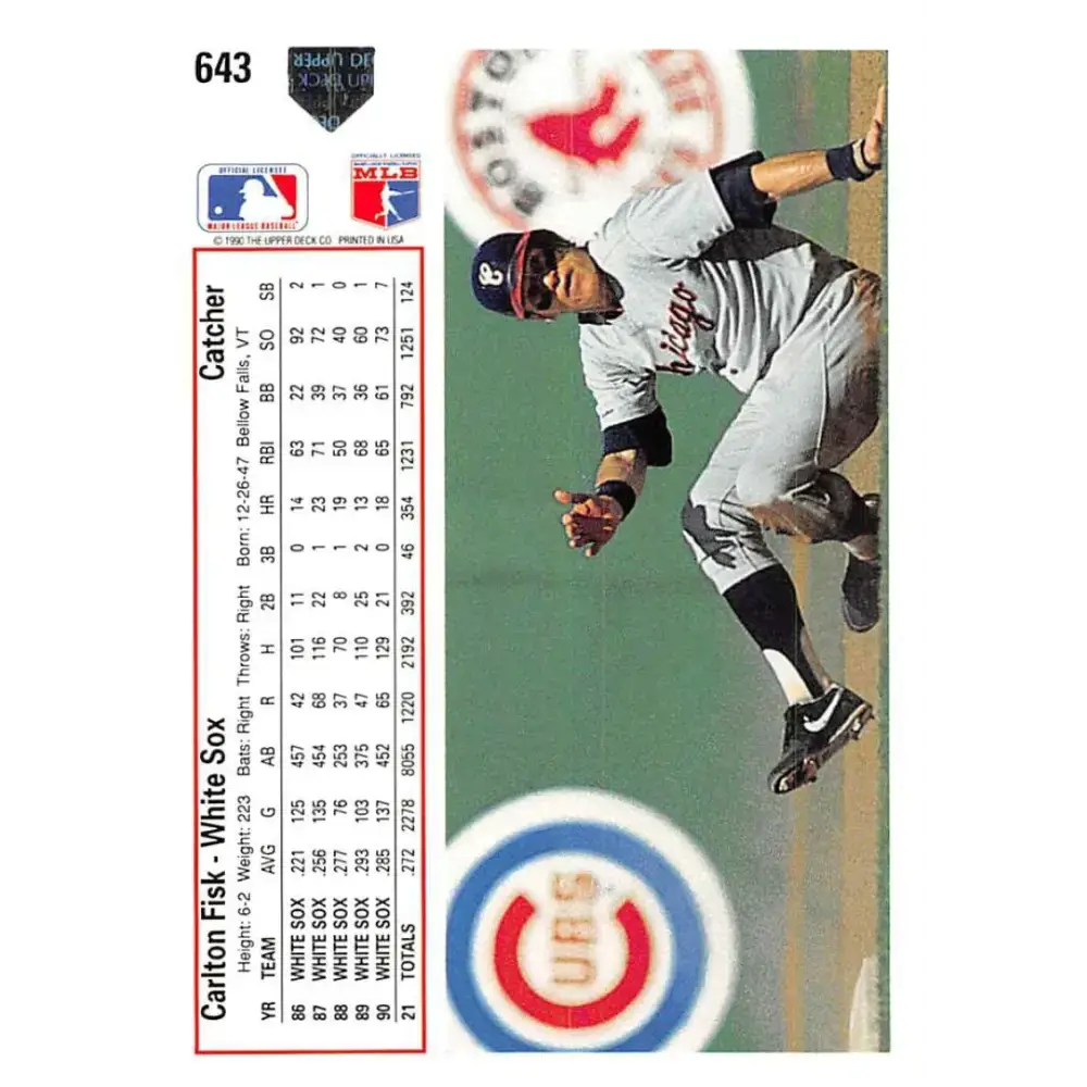 1991 Upper Deck #643 Carlton Fisk EX Excellent Chicago White Sox Baseball Card - Baseball Card Single