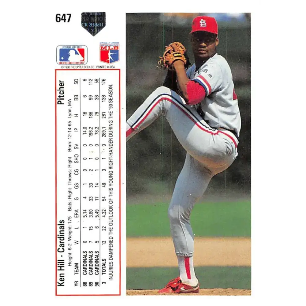 1991 Upper Deck #647 Ken Hill EX Excellent St. Louis Cardinals Baseball Card - Baseball Card Single