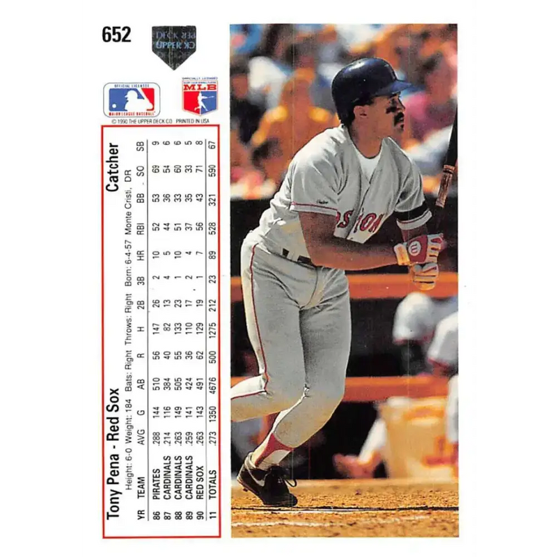 1991 Upper Deck #652 Tony Pena EX Excellent Boston Red Sox Baseball Card - Baseball Card Single