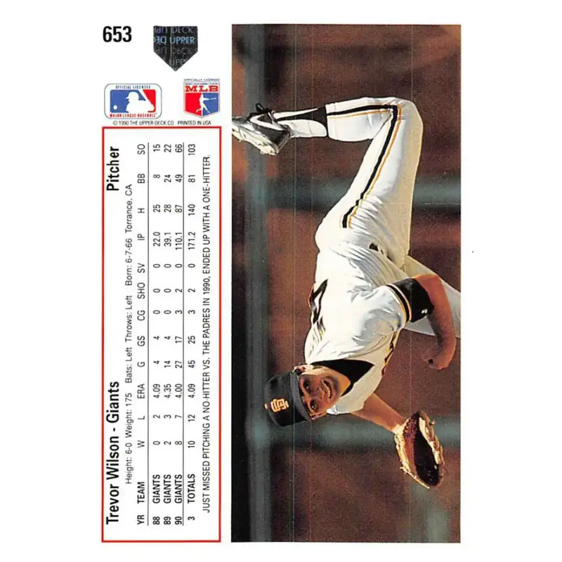 1991 Upper Deck #653 Trevor Wilson EX Excellent San Francisco Giants Baseball Card - Baseball Card Single