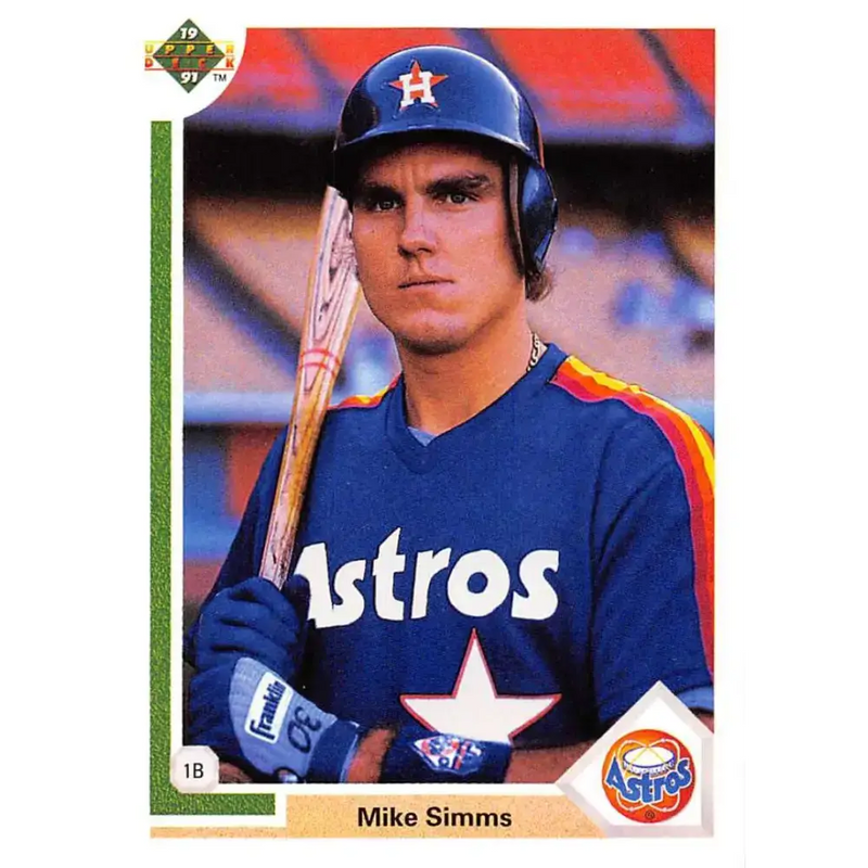 1991 Upper Deck #664 Mike Simms EX Excellent RC Rookie Houston Astros Baseball Card - Baseball Card Single