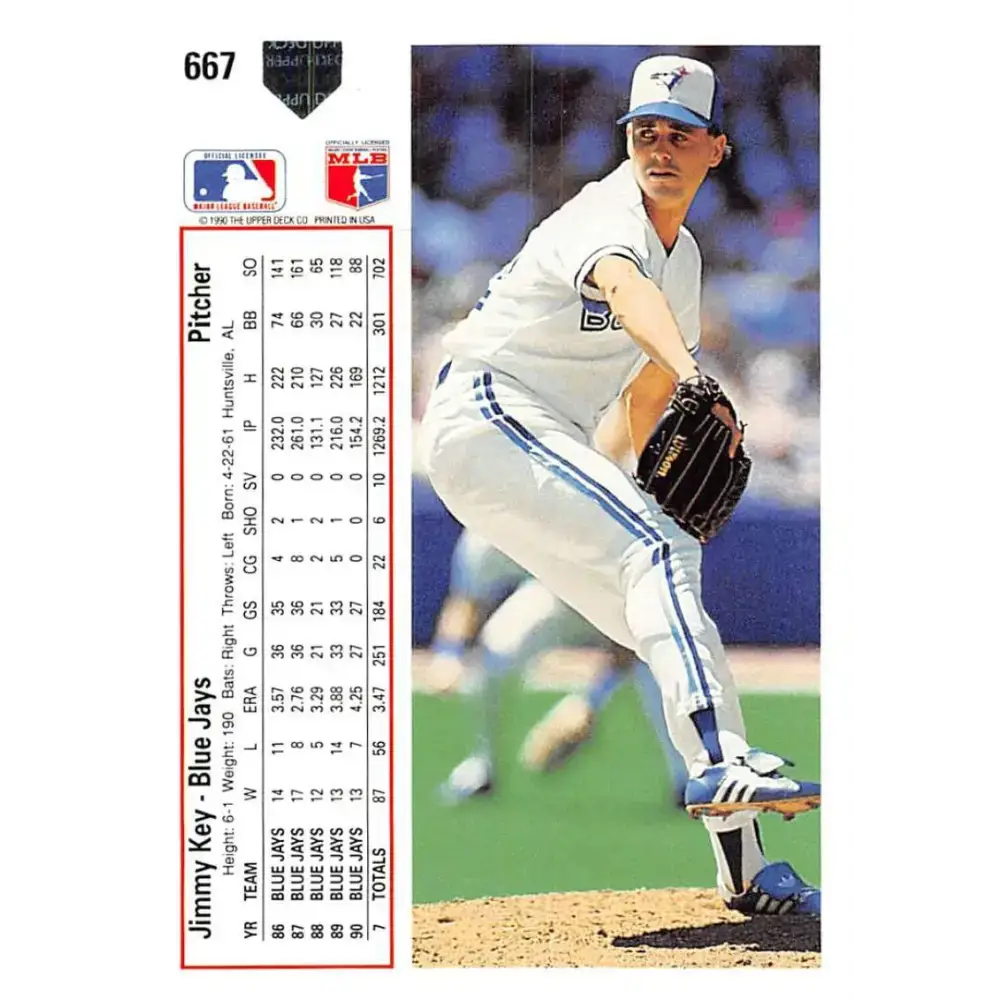 1991 Upper Deck #667 Jimmy Key EX Excellent Toronto Blue Jays Baseball Card - Baseball Card Single