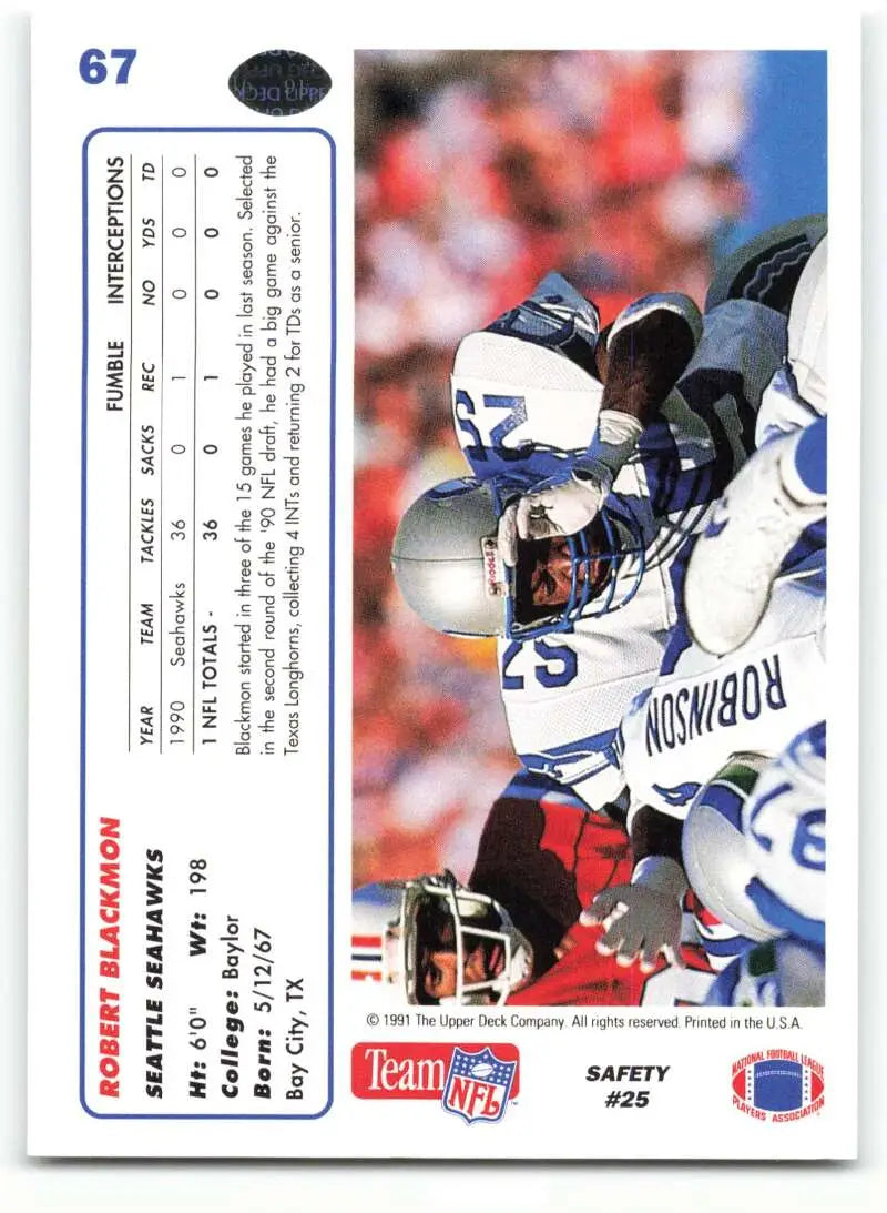 1991 Upper Deck #67 Robert Blackmon NM-MT Seattle Seahawks Football Card - Football Card Single