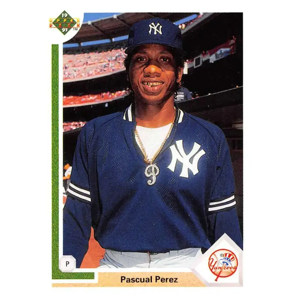1991 Upper Deck #671 Pascual Perez EX Excellent New York Yankees Baseball Card - Baseball Card Single