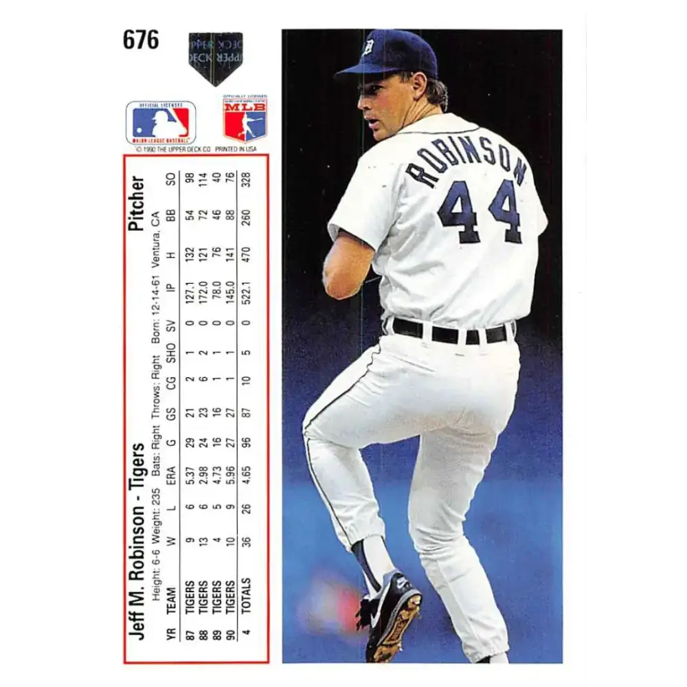 1991 Upper Deck #676 Jeff Robinson EX Excellent Detroit Tigers Baseball Card - Baseball Card Single