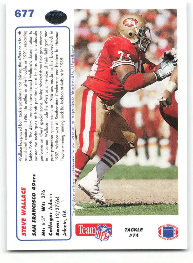 1991 Upper Deck #677 Steve Wallace NM-MT San Francisco 49ers Football Card - Football Card Single