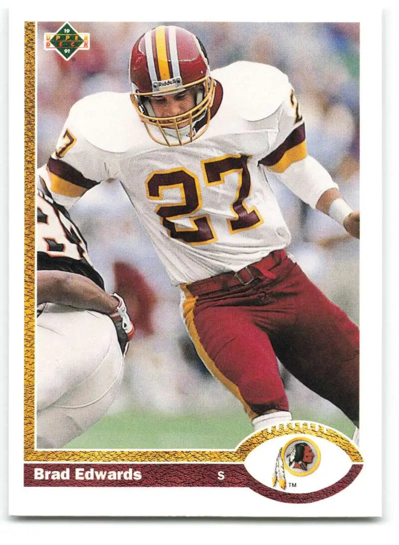 1991 Upper Deck #684 Brad Edwards NM-MT RC Rookie Washington Redskins Football Card - Football Card Single