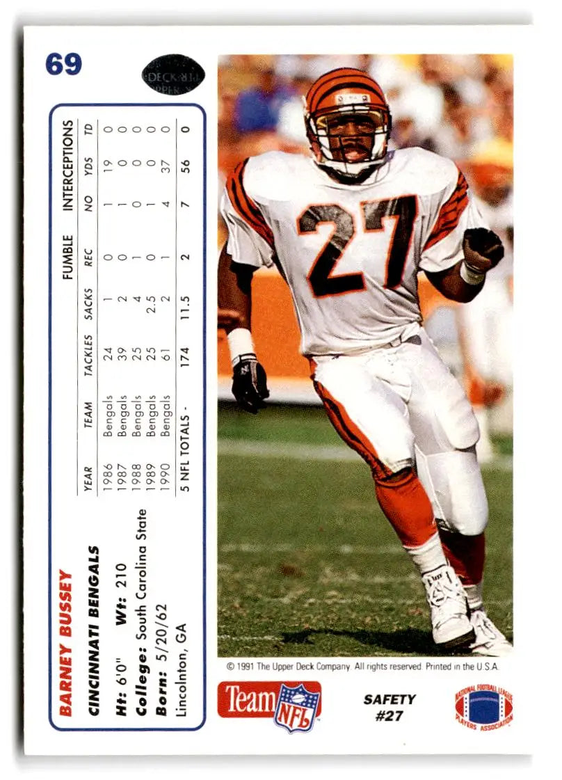 1991 Upper Deck #69 Barney Bussey - Football Card Single