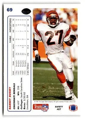 1991 Upper Deck #69 Barney Bussey - Football Card Single