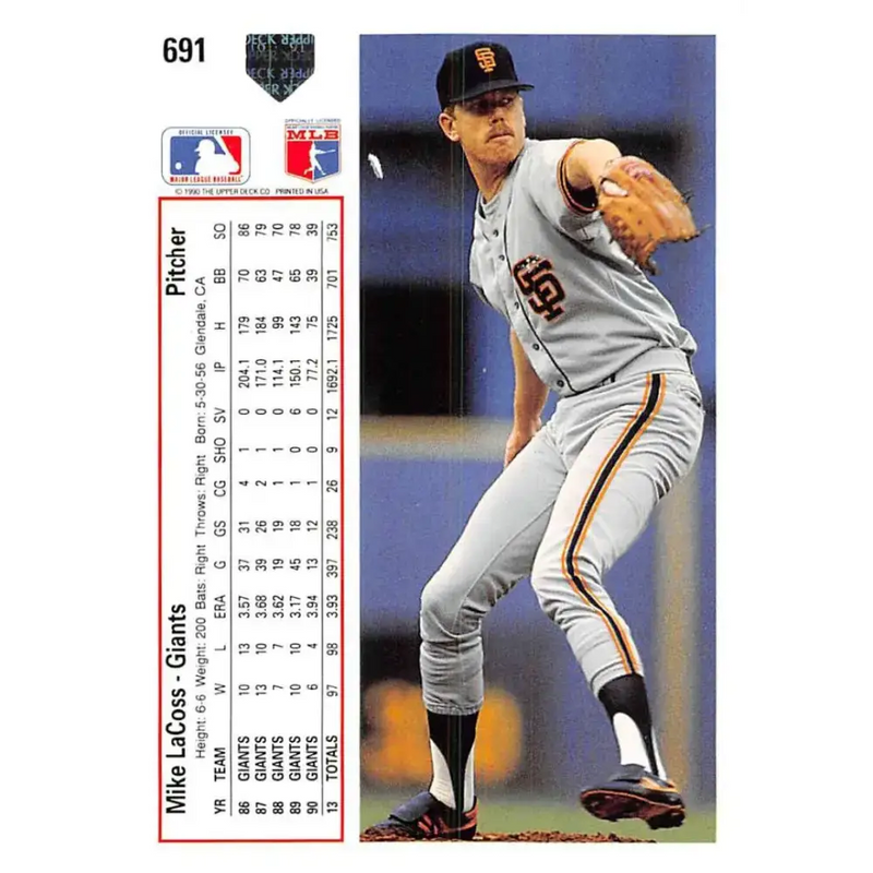 1991 Upper Deck #691 Mike LaCoss NM-MT San Francisco Giants Baseball Card - Baseball Card Single