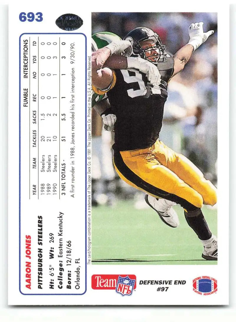 1991 Upper Deck #693 Aaron Jones NM-MT Pittsburgh Steelers Football Card - Football Card Single