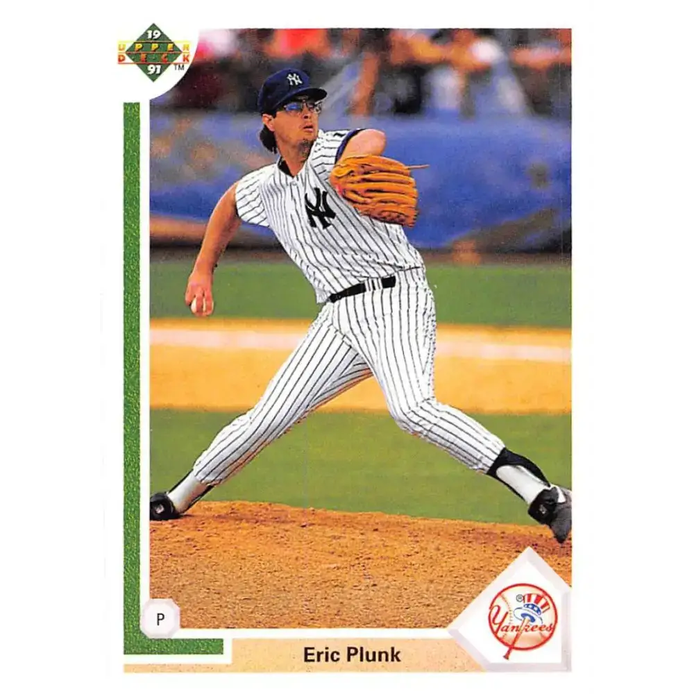 1991 Upper Deck #695 Eric Plunk EX Excellent New York Yankees Baseball Card - Baseball Card Single
