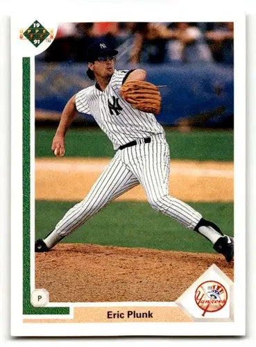 Original gloss Upper Deck Eric Plunk baseball card from 1991 New York Yankees