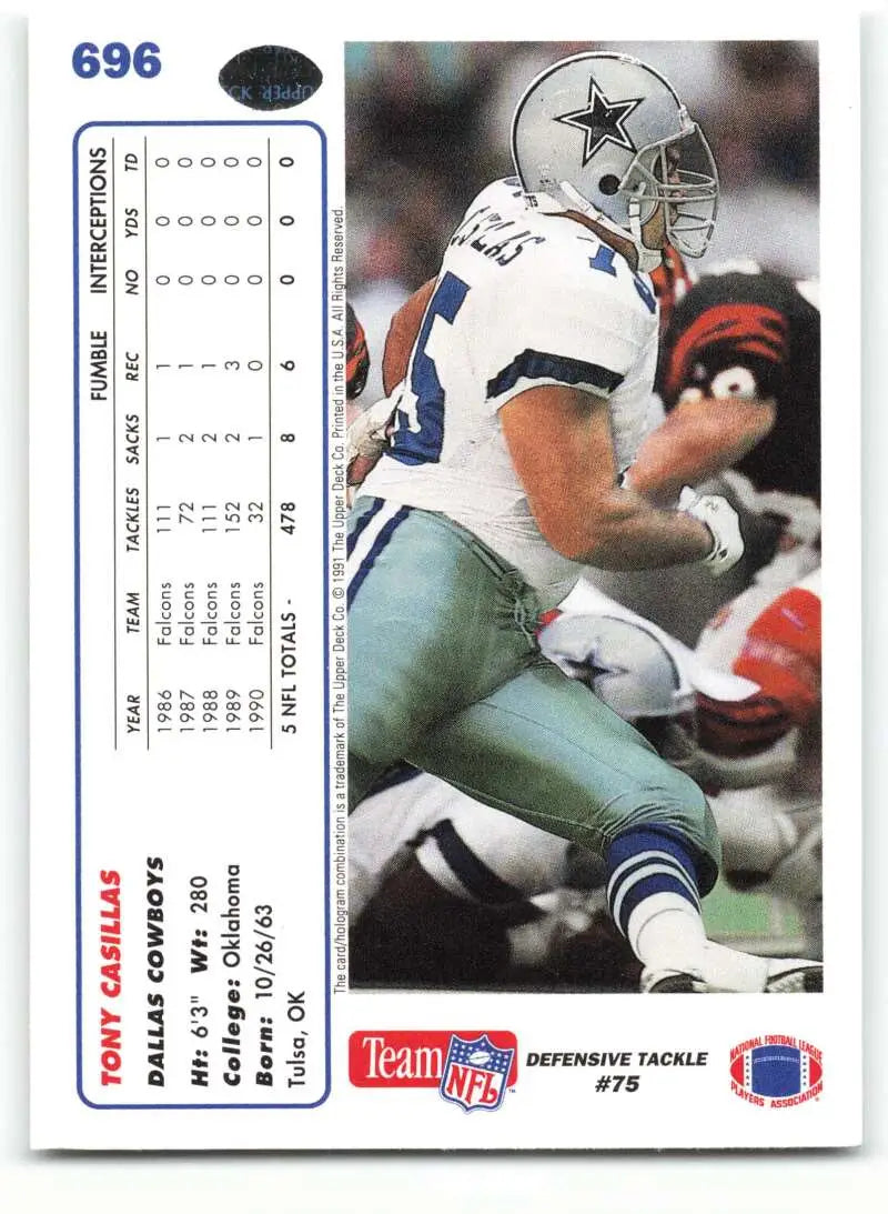 1991 Upper Deck #696 Tony Casillas NM-MT Dallas Cowboys Football Card - Football Card Single