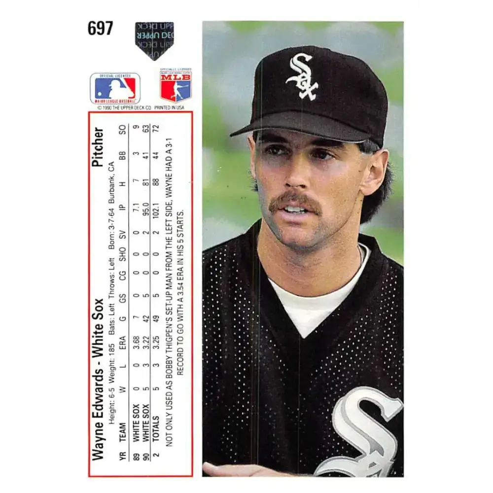 1991 Upper Deck #697 Wayne Edwards NM-MT Chicago White Sox Baseball Card - Baseball Card Single