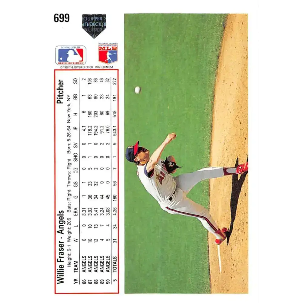 1991 Upper Deck #699 Willie Fraser EX Excellent California Angels Baseball Card - Baseball Card Single