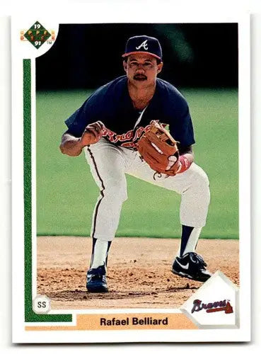 Original gloss Rafael Belliard Atlanta Braves baseball card from 1991 Upper Deck #706