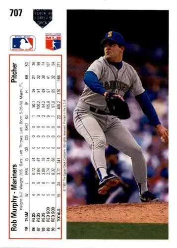 Original gloss baseball card of Rob Murphy from 1991 Upper Deck #707