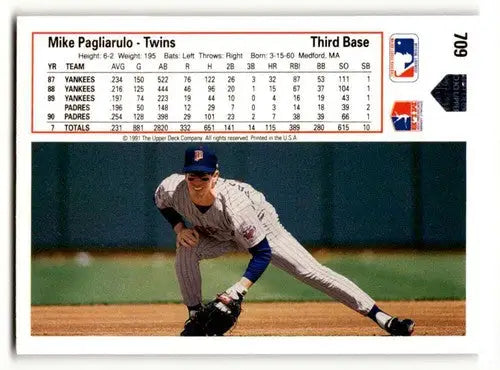 Mike Pagliarulo Minnesota Twins baseball card from 1991 Upper Deck collection
